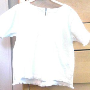 Madewell All White 100% Cotton Frayed Tee, S